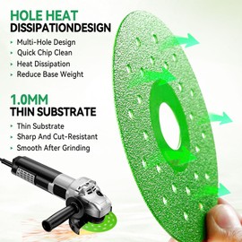 5PCS 4" Diamond Chamfered Saw Blade for Angle Grinder, Rock Slab Flat Grinding Cutting Piece, Glass Cutting Disc,1mm Diamond Saw Blade, Cutting&Grinding Tile and Marble