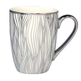 Certified International Matrix Silver Plated Tapered 16 oz. Mugs, Set of 6 Assorted Designs, Multicolor