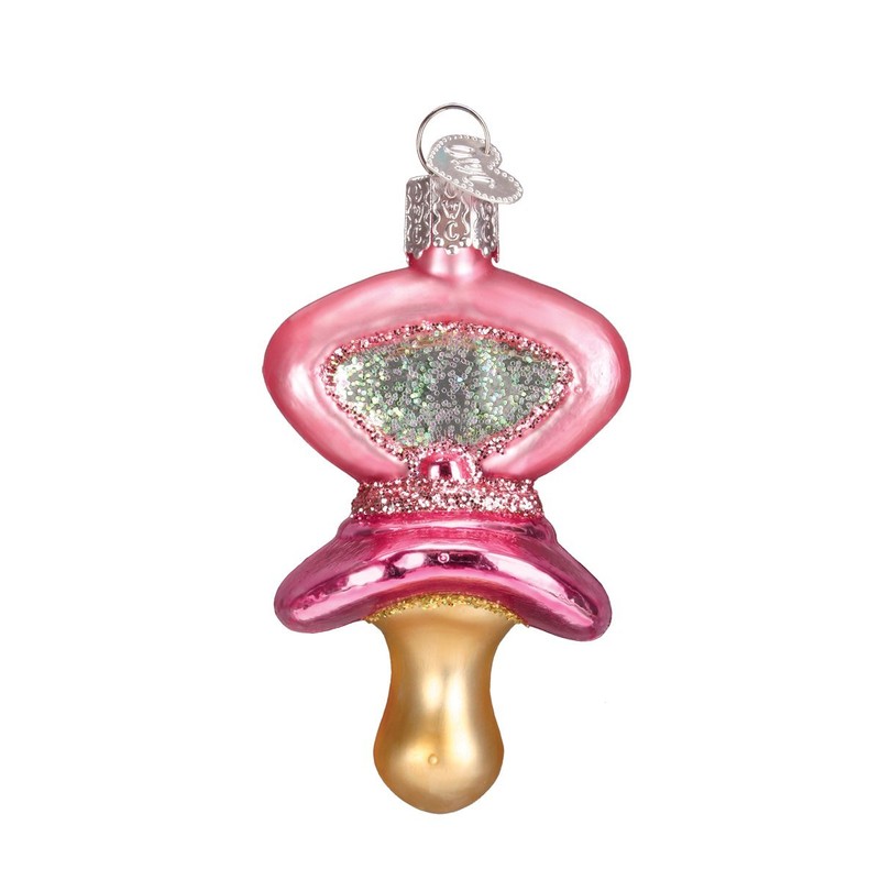 Old World Christmas Ornaments Pink Pacifier Glass Blown Ornaments for