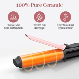 Zavarea Curling Iron for Short Hair, Mini Hair Curler with 1 Inch Ceramic Barrel, 3 Adjustable Temp, Portable Design, Instant Heating, Dual Voltage for Travel, Auto Shut-Off, Includes Storage Bag