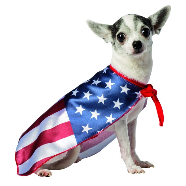 Rasta Imposta USA Flag Cape for Dogs, White, Medium