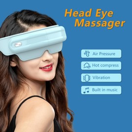 HiBOMASOON Head and Eye Massager, Air Bag Massage, Vibration and Bluetooth Music, Forehead and Temple Massage, Eye Muscles Massage,180° Folding Design,5 Massage Modes, Gifts for Friend, Mom and Dad