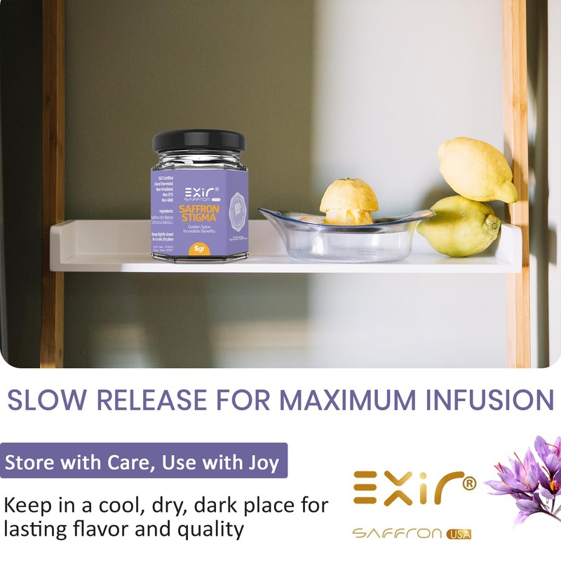Exir, Saffron Threads, Premium Quality Spice for Paella, Risotto, Tea,