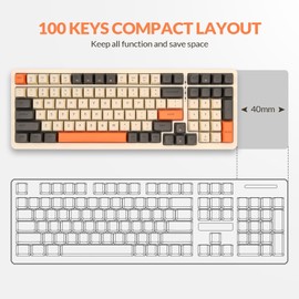 Rii RK909 Wired Mechanical Gaming Keyboard, Blue Switches, 100 Keys, 20 Modes LED Backlighting,Keyboard for PC Gamers/Mac/Windows/Chrome/Linux