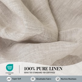 Simple&Opulence 100% Washed Linen Sheet Set-Twin Size-Natural France Flax Bed Sheet-3 Pcs Breathable,Ultra Soft,Farmhouse Bedding (1 Flat Sheet,1 Fitted Sheet,1 Pillowcase)-Embroidery Linen