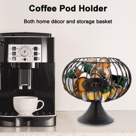 Coffee Pod Storage Organizer K Cup Holder for Counter Iron Storage Basket for Keuring pods Coffee Bar Decor Coffee Bar Accessories for Coffee Capsule Creamer Black