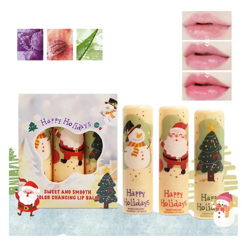 Lápiz Labial Navideño Que Cambia De Color, Paquete De 3