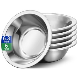 Offiper 304(18/8) Stainless Steel Mixing Bowls for Kitchen, 6 Pack 6.3" 13.67 fl.oz Metal Mixing Bowls Set Stackable for Baking Serving Cooking Food Prep Storage Dishwasher Safe Heavy Duty