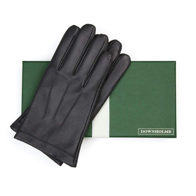 Downholme Touchscreen Leather Cashmere Lined Gloves for Men (Black, M)