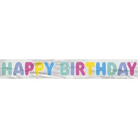 12ft Foil Pastel Happy Birthday Banner