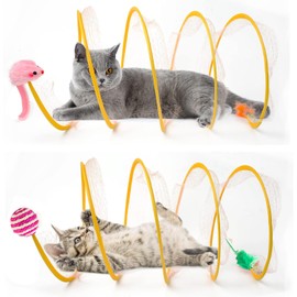 ZERIFAM 2pack Folded Cat Tube Tunnel - Indoor Large Cat Toys, Tunnel Bed, Beard Contortor, Indoor Pet Toys