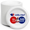 JOLLY CHEF Paper Plates 500 Count 10 inch,Soak Proof, Cut