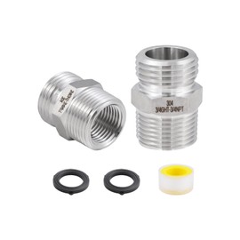 Walkinginrain Stainless Steel Garden Hose Adapter, 3/4”GHT Male × 3/4”NPT Male With 1/2" NPT Female, Garden Hose to Pipe Fitting Connector