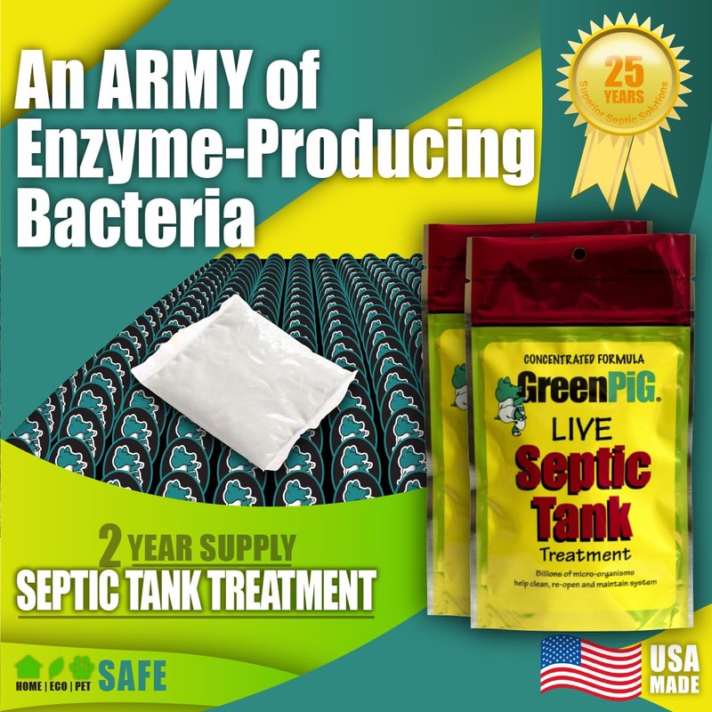 GREEN PIG Septic Tank Treatment - 8 Pods, Septic Safe