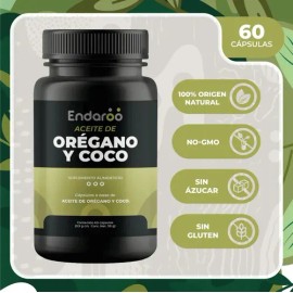 Aceite Coco Orégano Endaroo Vegano Sin Rellenos Sin Sabor                                                                                             