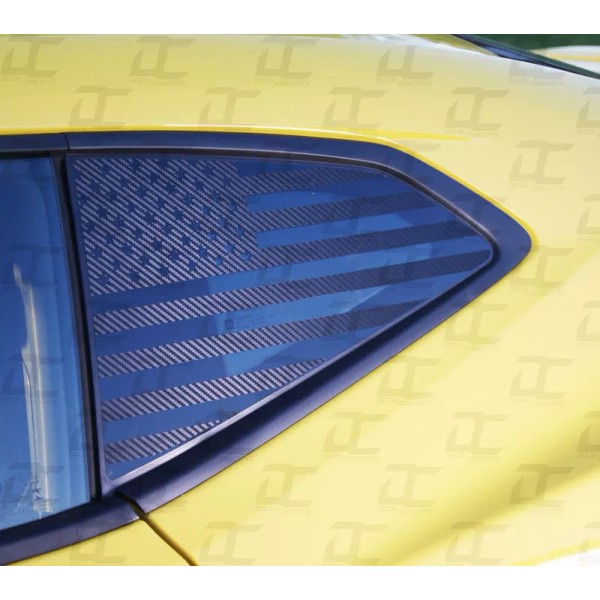 Decalconcepts 2016-2022 Camaro Carbon Fiber American Flag Rear Quarter Window