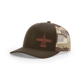 A-10 Thunderbolt II Warthog Side Panel Laser Engraved Leather Patch Richardson 112 Snapback Trucker Hat Cap Brown Desert/camo
