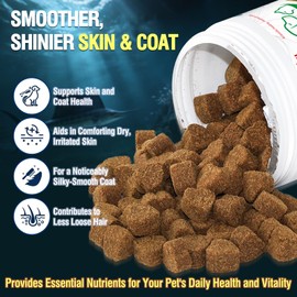 Cat Skin and Coat Healthy Chews, 500 Chews, Crunchy Treats with Vitamin E, Omega 3, Moisturizes Skin & Promotes Shiny Hair, Reduces Shedding for Cats, Cat Supplements - Chicken