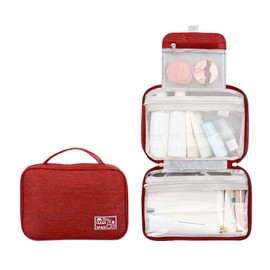 Travel Toiletries Travel Water Resistant Container Toilet Bag Size Hook Bag Organiser Full Cosmetics for Accessories with Hanging Makeup Shampoo Cosmetic Bag (Claret, One Size)