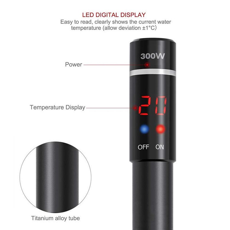 Angzhili 50-500W Aquarium Heater,LED Display Submersible Titanium Fish Tank Heaters