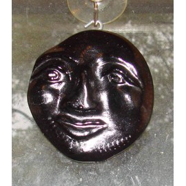 Man in the Moon Brown Handmade Sun Catcher Recycled Bottle Bottom Ornament