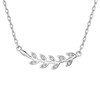 Philip Jones Silver Plated Leaf Necklace Created with Zircondia® Crystals