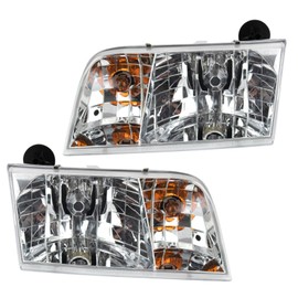 TRQ TRQ 2 Piece Headlight Assembly Set Driver & Passenger Side Compatible with Ford Crown Victoria 1998-2011 FO2502146 FO2503146 FO2502200 FO2503200 4W7Z13008A 4W7Z13008B YW7Z13008BA YW7Z13008CA