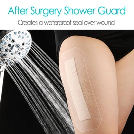 10 Pcs Waterproof Shower Protector Silicone Bandage 4"x10" for Post Knee Replacement Hip Surgery Long Surgical Incision Bordered Gentle Adhesive Island Dressing Larger Wounds Cover