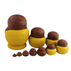 Set von 10 Tierthema Stapeln Spielzeug Russischen Puppe Handgefertigt Spielzeug aus Holz Panda Eule Pinguin Ente Küken Affe Löwe für Kinder Kinderzimmer Decor (Löwe)