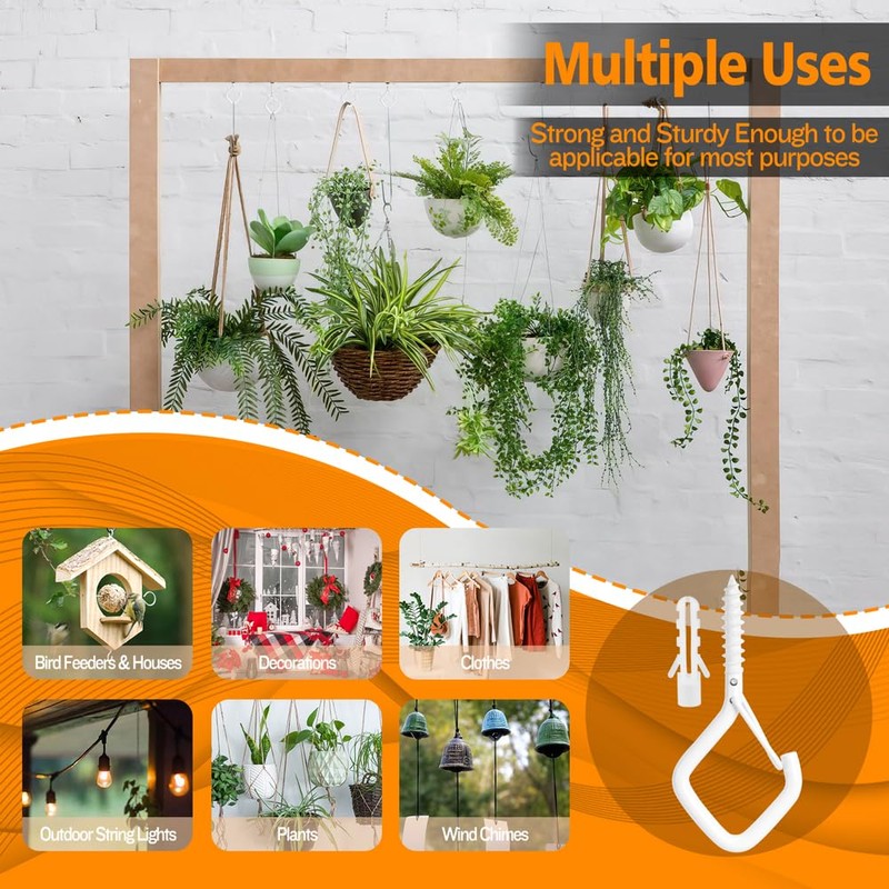 10PCS Ceiling Hooks - Heavy Duty Wall Hooks for Hanging