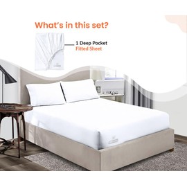 SGI bedding Luxury Alberta King (96''x96'') Egyptian Cotton Fitted Sheet - 600 Thread Count, 15' Inch Deep Pocket Sateen Weave, Long Staple, Breathable, Soft and Premium Cotton - White