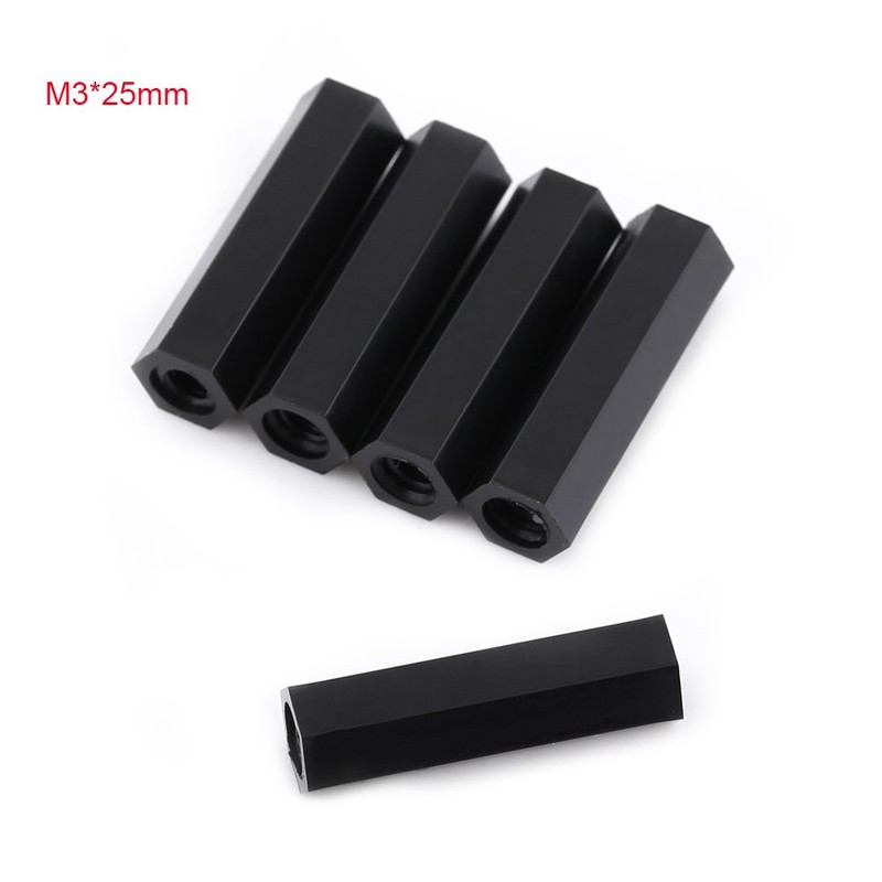 Akozon Nylon Black Hex Spacer, 100 Pieces M3 Hexagon Socket