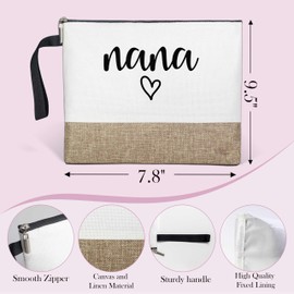 Grandma Gifts from Grandkids, Grandma Makeup Bag, Canvas Makeup Bag with Wristband Lanyard, Canvas Zipper Pouch, Travel Cosmetic Bag, grandma gift ideas, Practical Gifts for Grandma,6