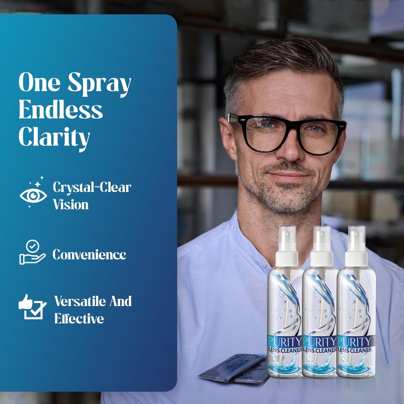 Purity Eyeglass Lens Cleaner Spray Kit - 3 x 8oz