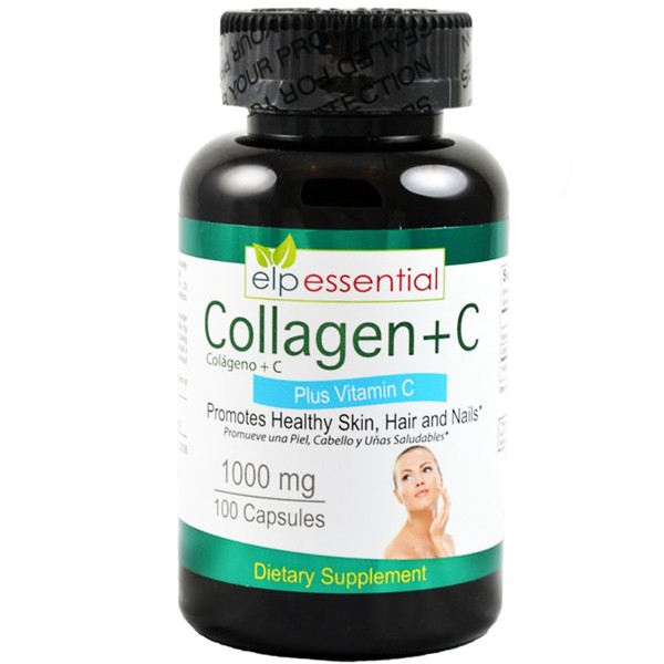 ELP ESSENTIAL Collagen + C Type Collagen Plus Vitamin C, 100 Capsules 1000mg