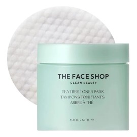The Face Shop Tea Tree - Almohadillas de Tóner Coreanas | Pads Anti-Acné y Control de Poros | AHA, BHA, PHA y Extracto de Árbol de Té | Exfoliación Suave para Piel Grasa y Sensible | 70 Hojas