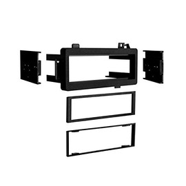 ISO DIN Mount Radio Kit with Trim Ring Compatible with Chrysler/Dodge/Eagle/Ford/Jeep/Lincoln/ Merc/Plymouth 74-03 models; Color: Black