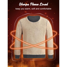 KEFITEVD Men's Sweatshirts Winter Warm Sherpa Lined Fleece Long Sleeve Underwear Tops Crewneck Pullover Shirts Dark Grey