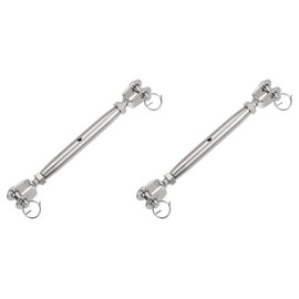 uxcell 2Pcs M8(5/16") Closed Body Jaw and Jaw Turnbuckles Wire Rope Tension, Stainless Steel Turnbuckle Adjustable Cable Tensioner for Shade Sail Clothesline, 2100lbs Working Load Limit