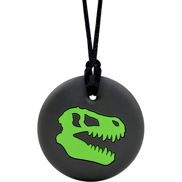Munchables Dinosaur Skull - Sensory Chew Necklace for Boys (Green)
