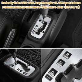 Trim Gear Frame Cover Gear Shift Box Cover for Jeep Wrangler 2012-2018 JK JKU Sport Sahara Freedom Rubicon Unlimited Gear Shift Panel Cover Trim Interior Decoration Accessories Aluminum (Silver)