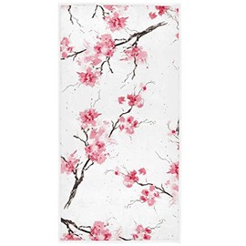 Pfrewn Cherry Blossoms Flowes Hand Towels 16x30 in Watercolor Pink Floral Sakura Branch Bathroom Towel Soft Absorbent Small Bath Towel Kitchen Dish Guest Towel Home Bathroom Decorations