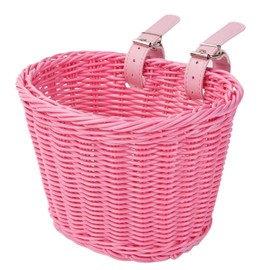 tieedhfu ABS Bike for Children Scooter Thickened and Aesthetic Double Bike Rattan Basket Convenient Lifting Scooter Bike, Pink