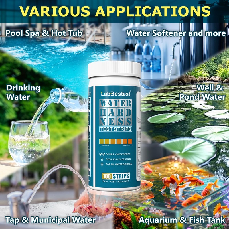 LabBestest Water Hardness Test Kit & Hard Water Test Strips