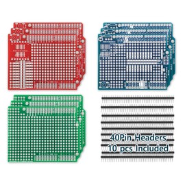 ElectroCookie Proto Shield Kit Compatible with Arduino Uno R3, Expansion Prototyping PCB Board (3 Types, 9 Pack)