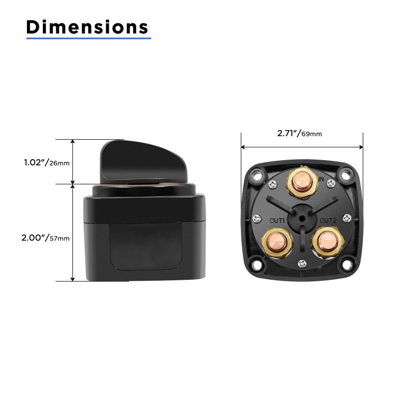 Recoil BS4 1-2-Both-Off 4-Position Battery Switch, 12V-48V DC