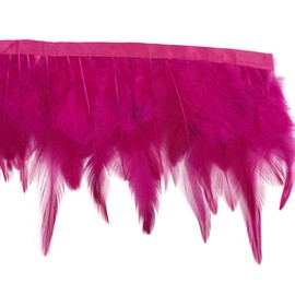 Shekyeon 2yards Rooster Hackle Feather Trim Dress Decoration(Fuchsia)