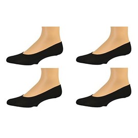 Sierra Socks Women Premium Rayon Derived from Bamboo Soft No Show Low-Cut Seamless Toe Liners Socks 4 Pairs Pack (Black)