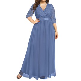 Mother of Bride Dress Plus Size Dusty Haze Blue Lace Formal Wedding Guest Evening Gown Long Bridesmaid Dress Women 2025