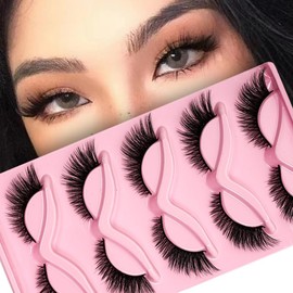 Kit de extensión de pestañas, juego de una sola pieza de ojo de gato de 5 pares de pestañas postizas para maquillaje de escenario, ojos de zorro gruesos estilo ojo de gato, reutilizables